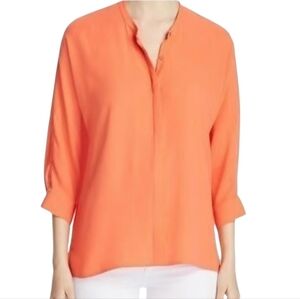 Eileen Fisher Women's Orange Silk Button Down Shirt Sz Large